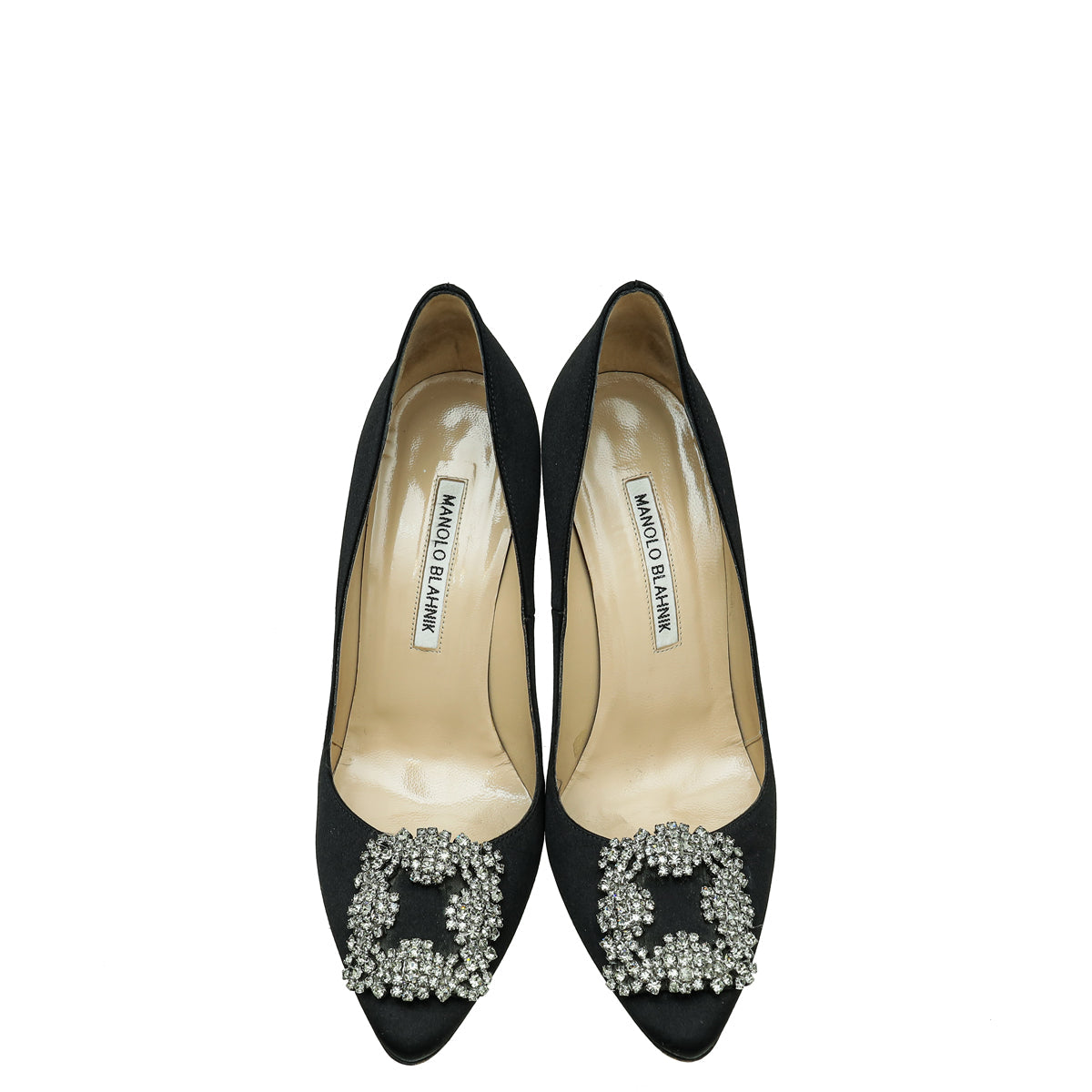 Manolo Blahnik Black Satin Hangisi Pump 37