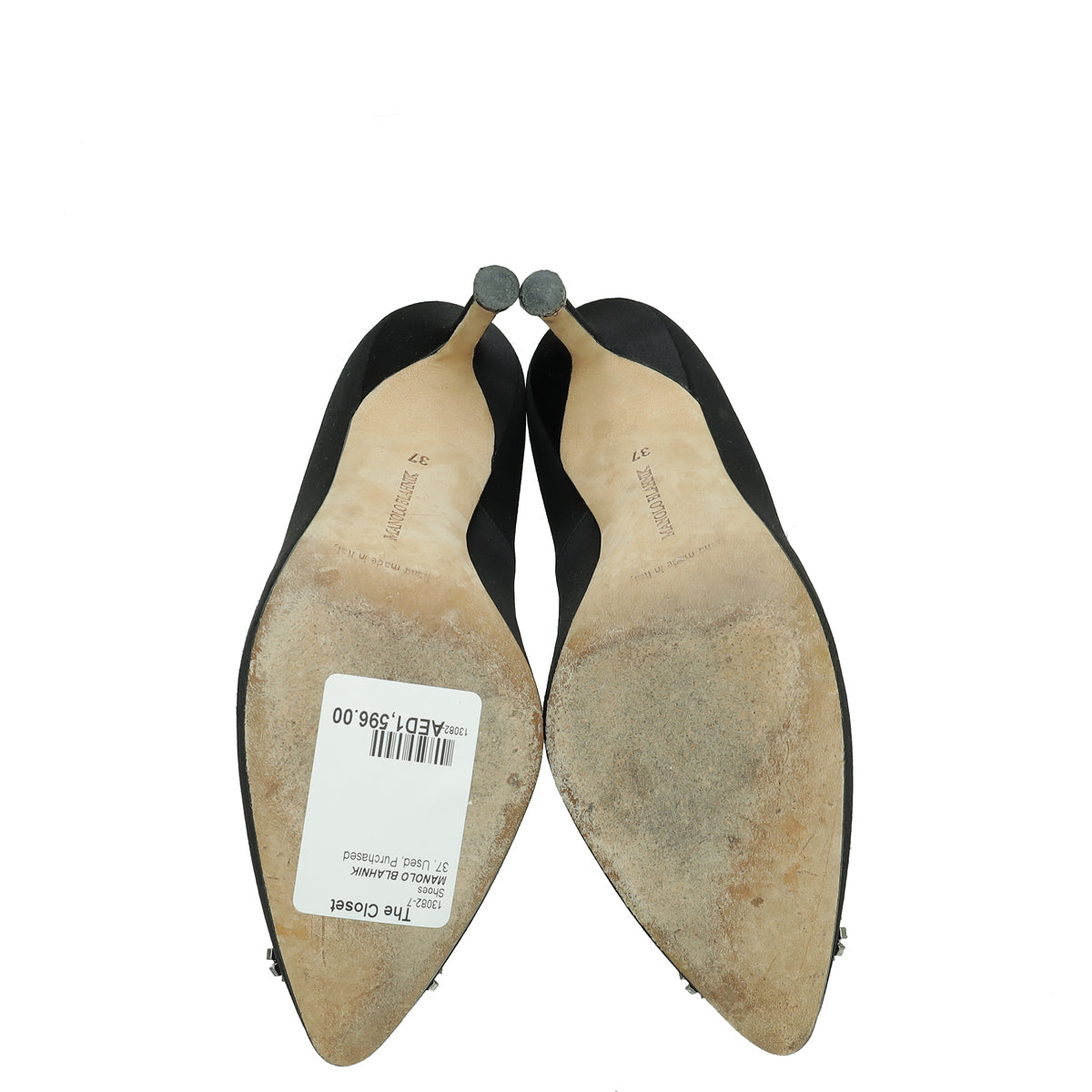Manolo Blahnik Black Satin Hangisi Pump 37