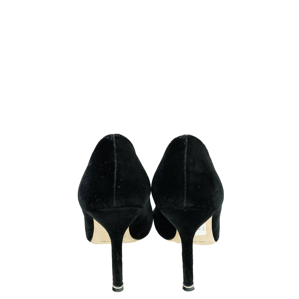Manolo Blahnik Black Velvet Hangisi Pump 37