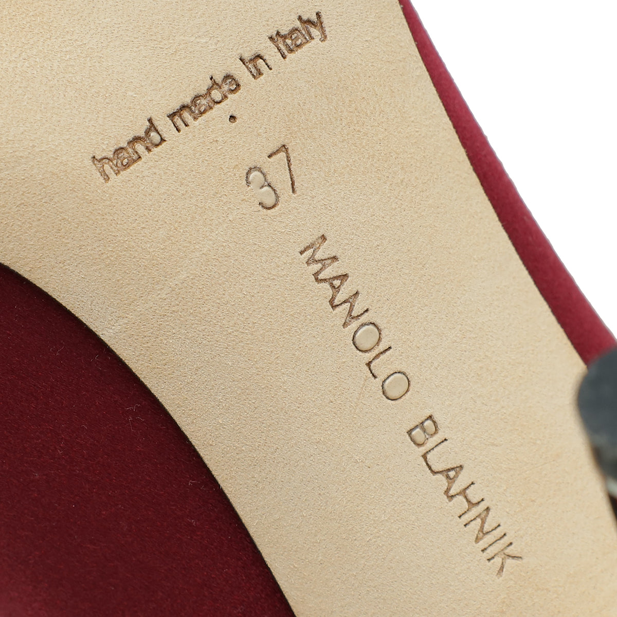 Manolo Blahnik Wine Red Satin Hangisi Pump 37