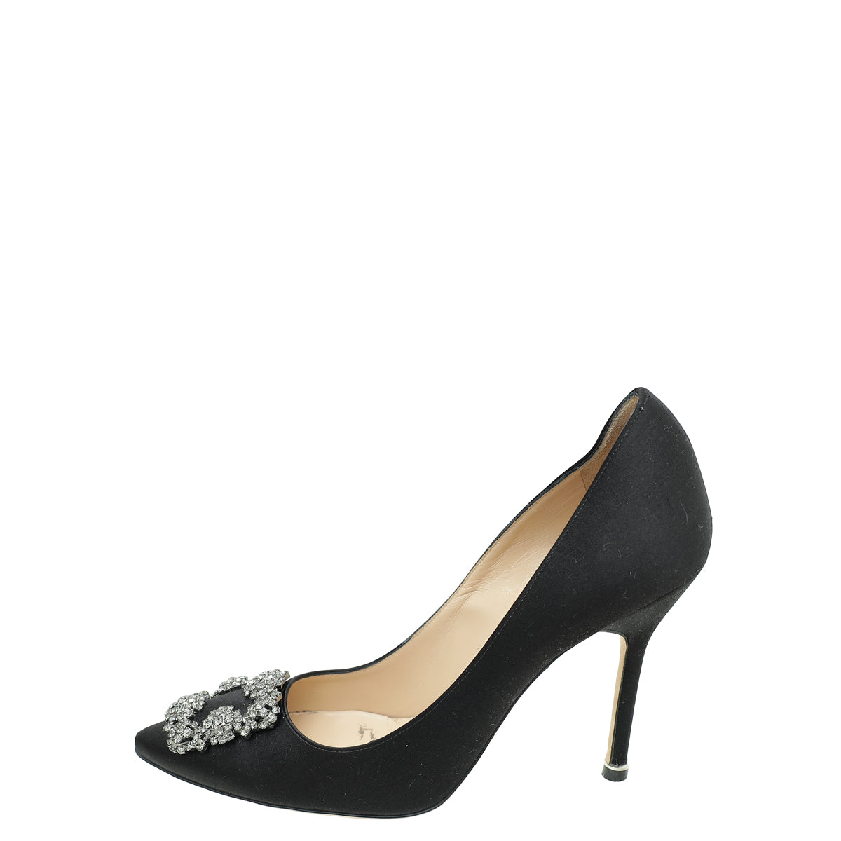 Manolo Blahnik Black Satin Hangisi Pump 38.5