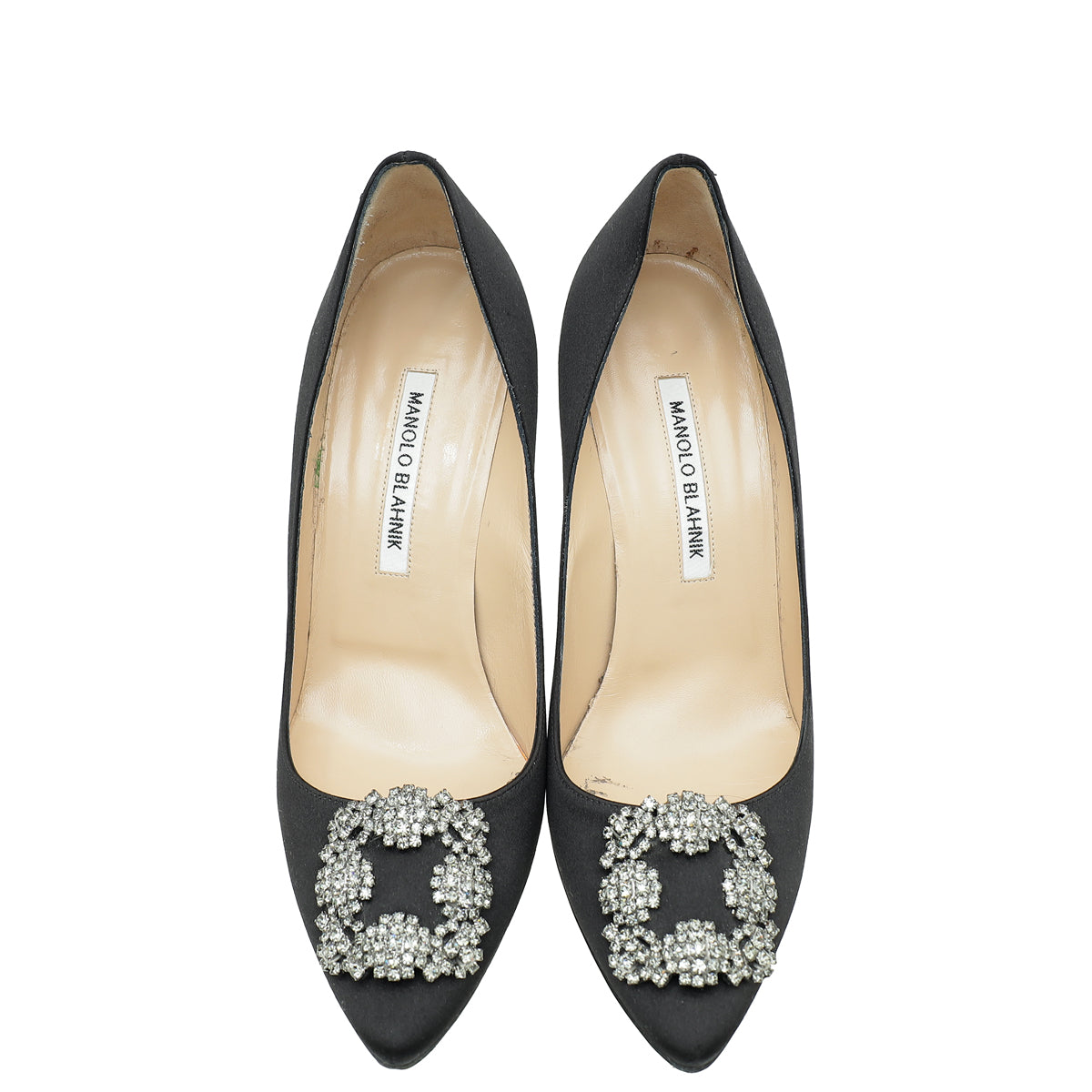 Manolo Blahnik Black Satin Hangisi Pump 38.5