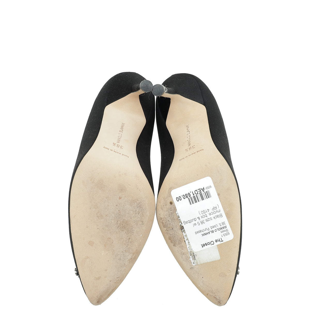 Manolo Blahnik Black Satin Hangisi Pump 38.5