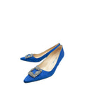 Manolo Blahnik Blue Satin Crystal Hangisi Pump 38
