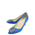Manolo Blahnik Royal Blue Satin Hangisi Pumps 38