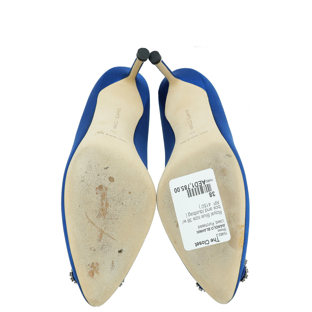 Manolo Blahnik Royal Blue Satin Hangisi Pumps 38