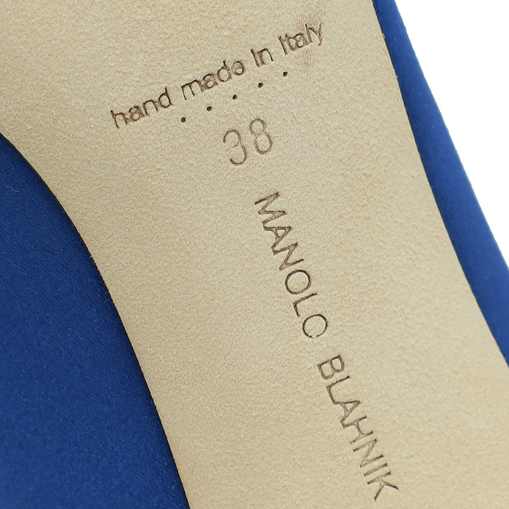 Manolo Blahnik Royal Blue Satin Hangisi Pumps 38