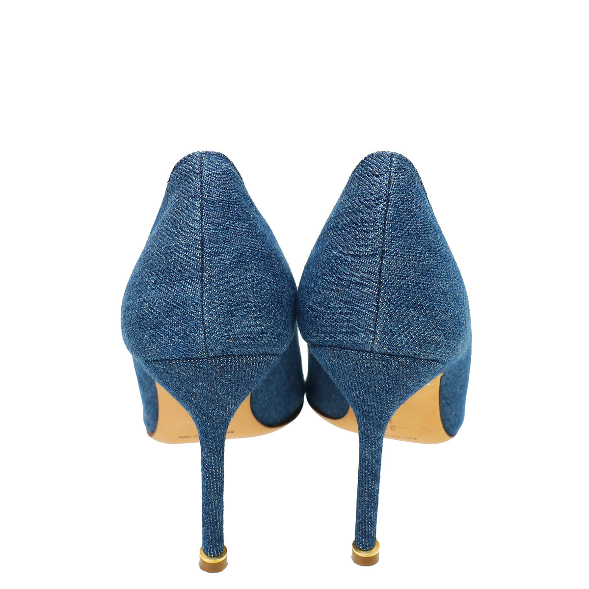 Manolo Blahnik Blue Denim Pearl Embellished Hangisi Pumps 38