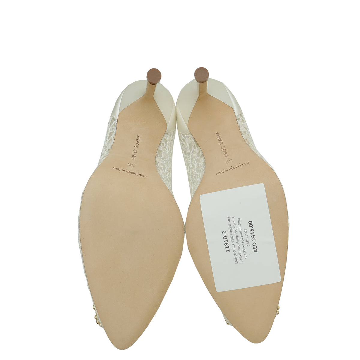 Manolo Blahnik White Hangisi Lace Embellished Pump 39