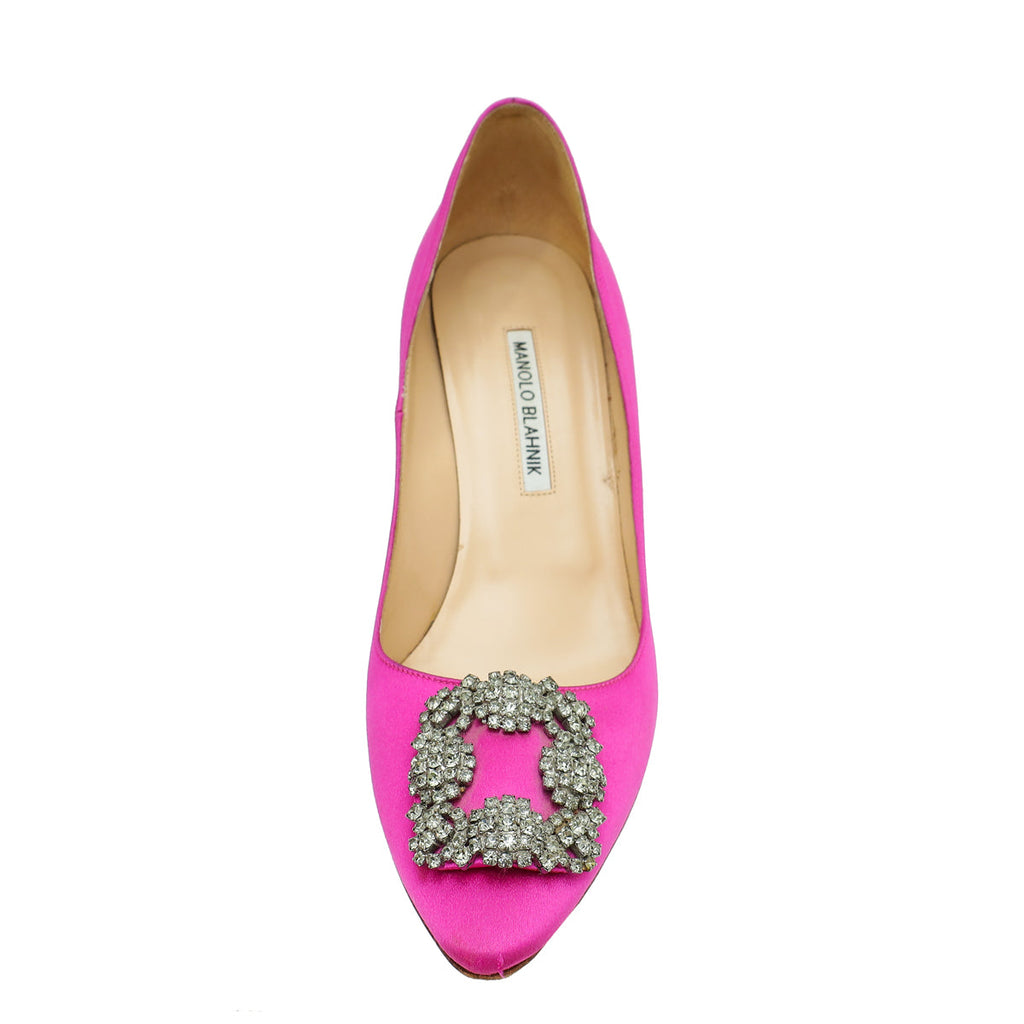 Manolo Blahnik Dark Fuchsia Satin Hangisi Pumps 39