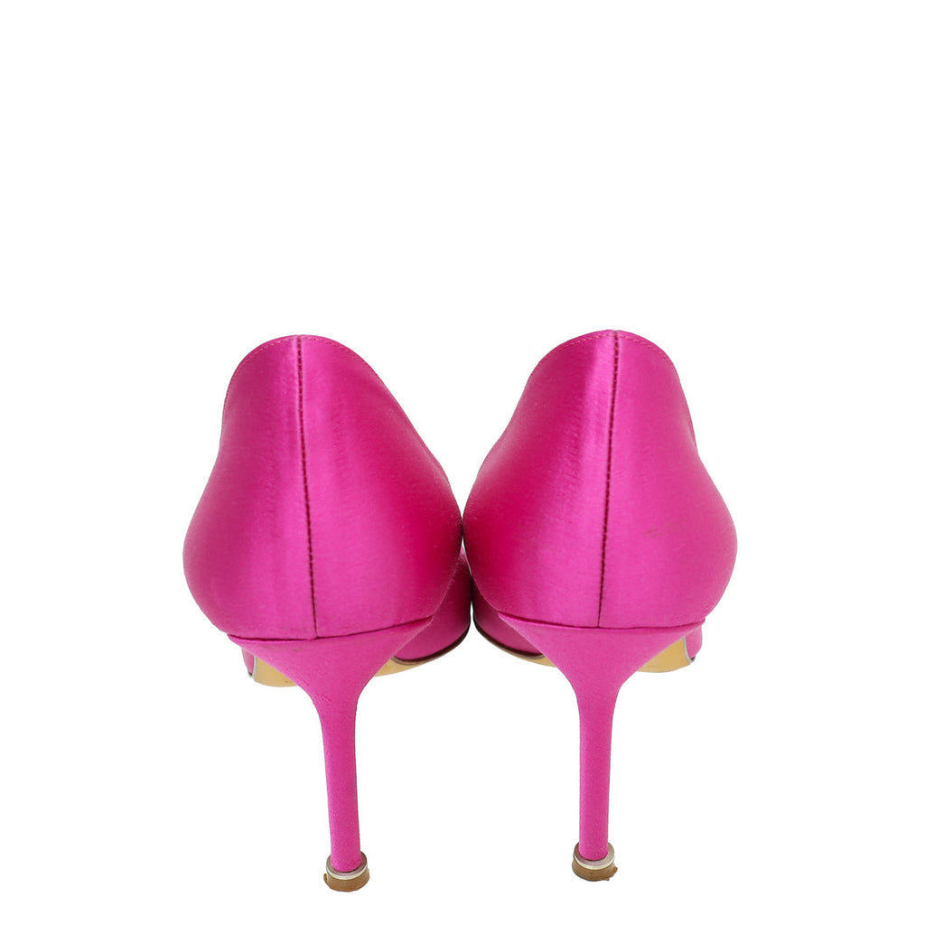 Manolo Blahnik Dark Fuchsia Satin Hangisi Pumps 39