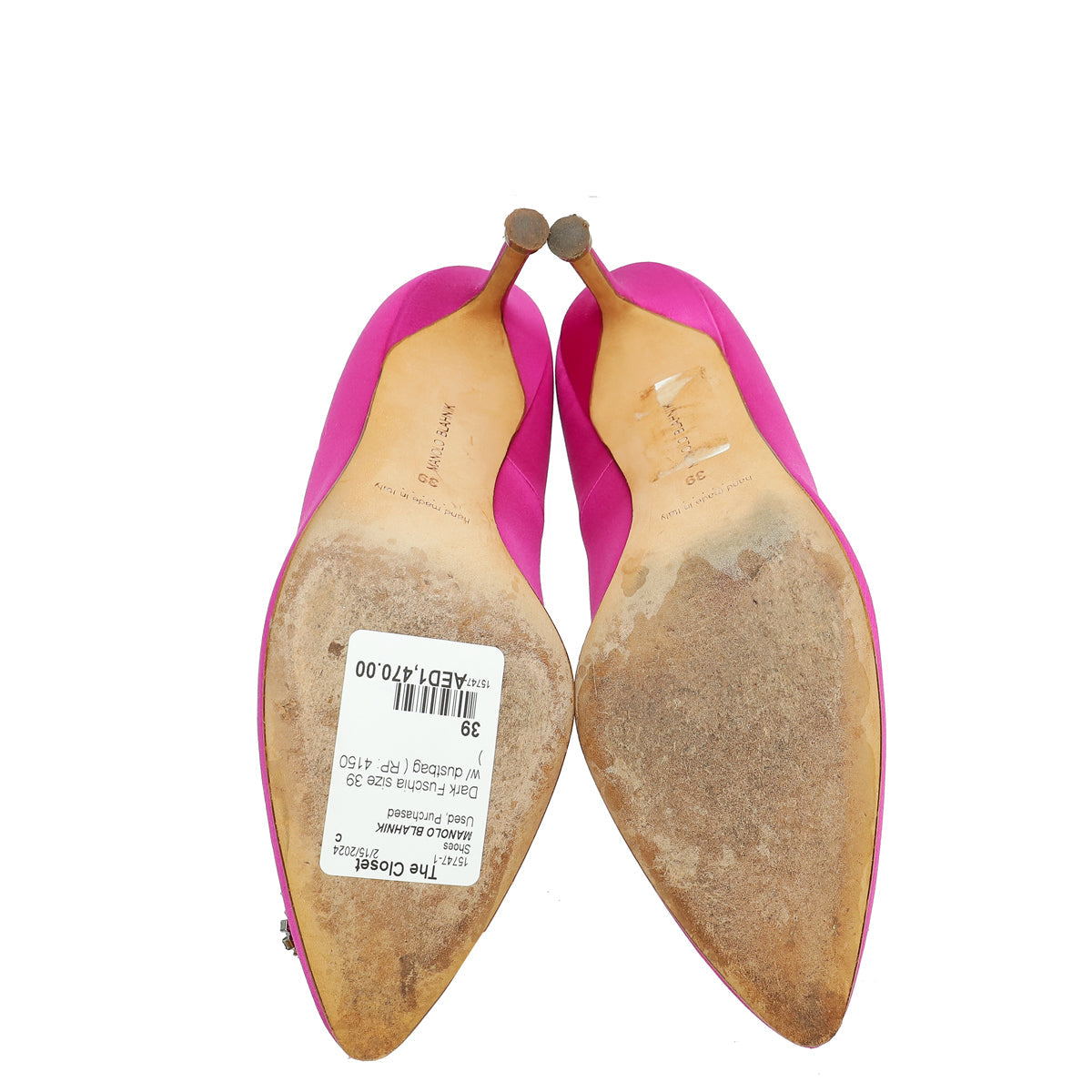 Manolo Blahnik Dark Fuchsia Satin Hangisi Pumps 39