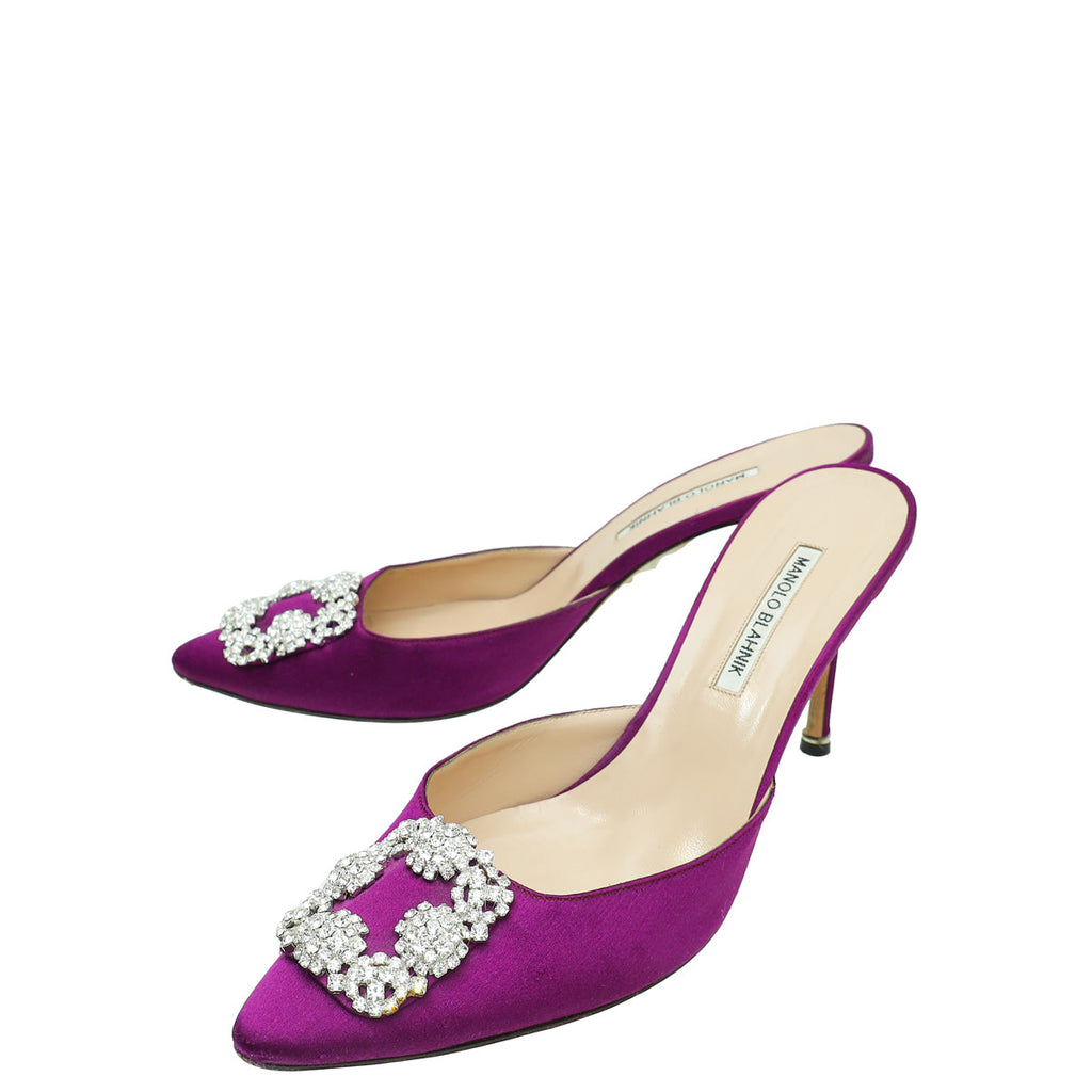 Manolo Blahnik Violet Hangisi Mules 41.5
