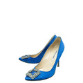 Manolo Blahnik Blue Satin Hangisi Pump 41