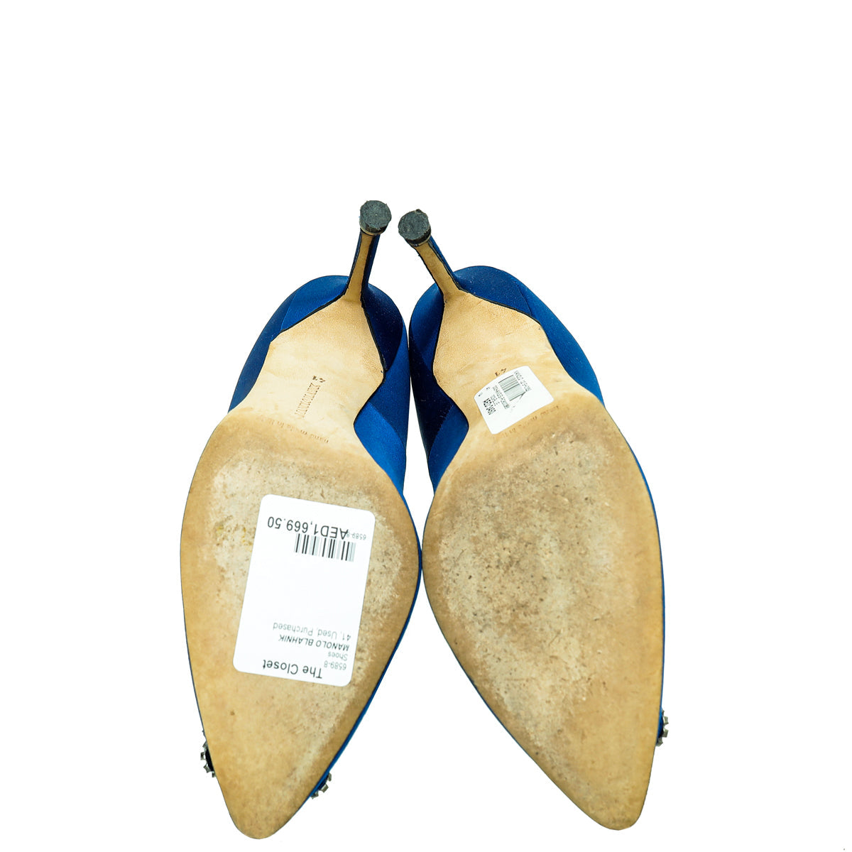 Manolo Blahnik Blue Satin Hangisi Pump 41