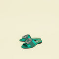 Manolo Blahnik Green Martamod Flat Slides Sandal 36