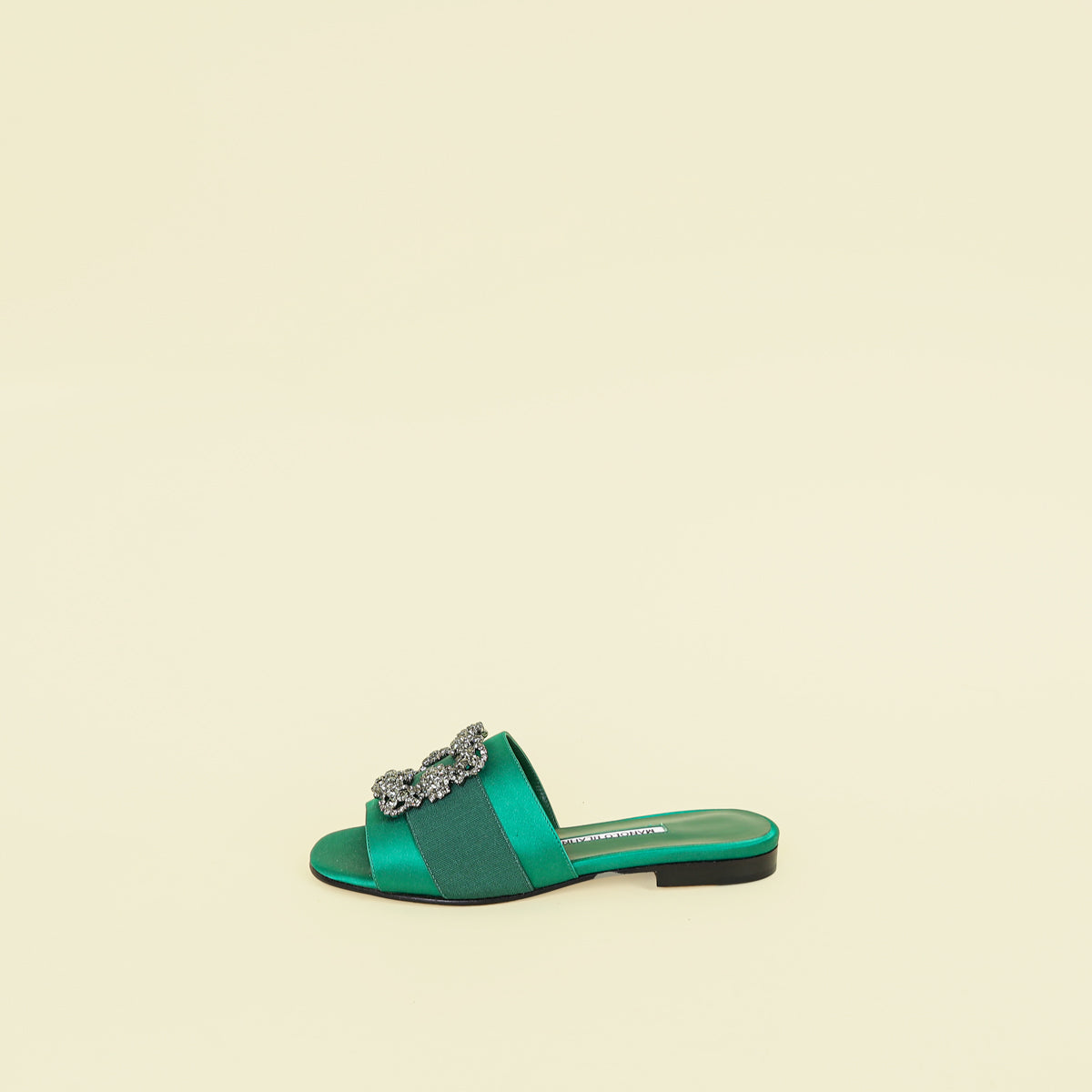 Manolo Blahnik Green Martamod Flat Slides Sandal 36