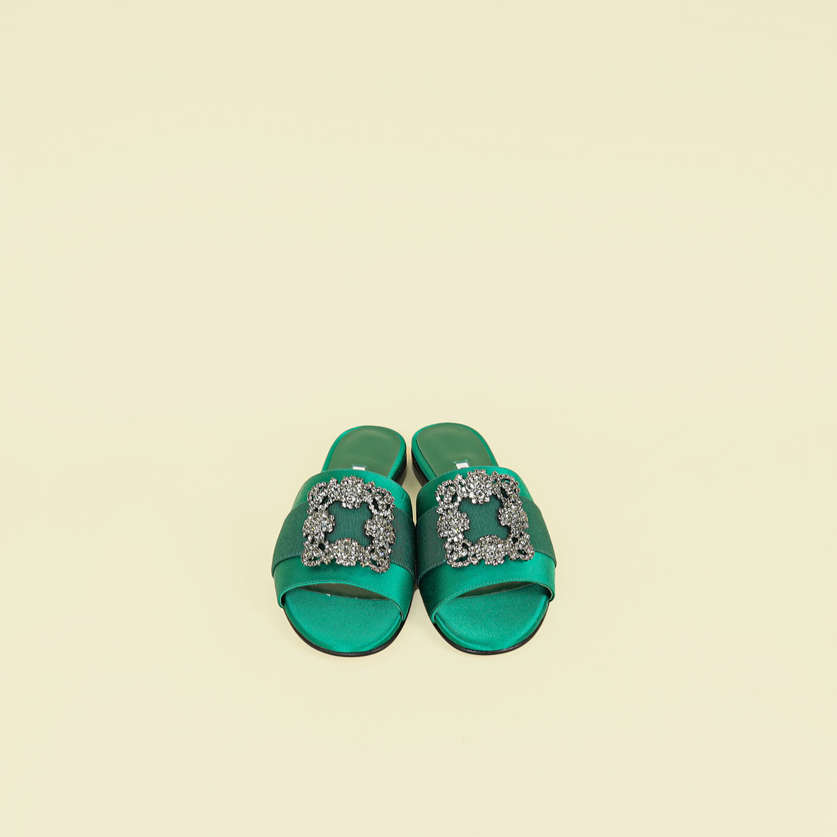 Manolo Blahnik Green Martamod Flat Slides Sandal 36
