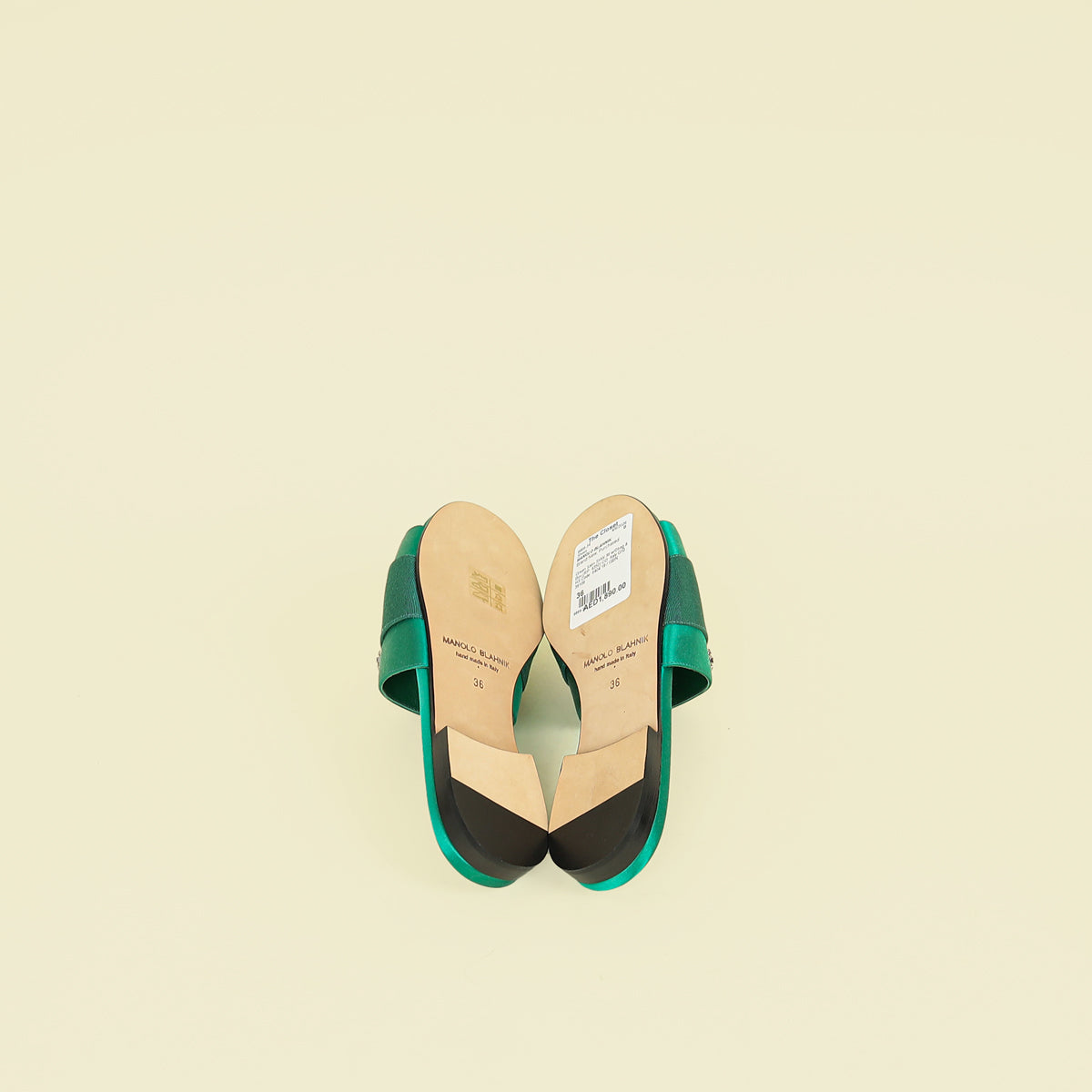 Manolo Blahnik Green Martamod Flat Slides Sandal 36