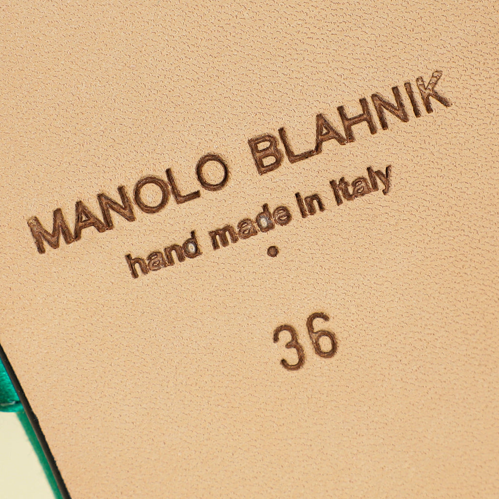 Manolo Blahnik Green Martamod Flat Slides Sandal 36