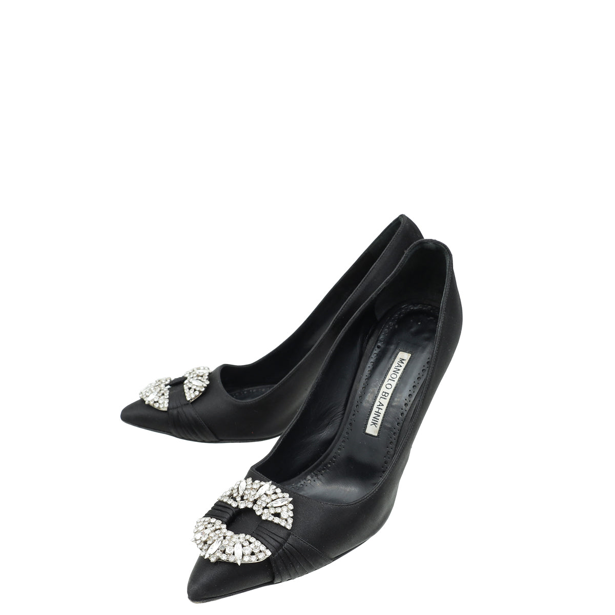 Manolo Blahnik Black Maida 90 Embellished Pump 37.5