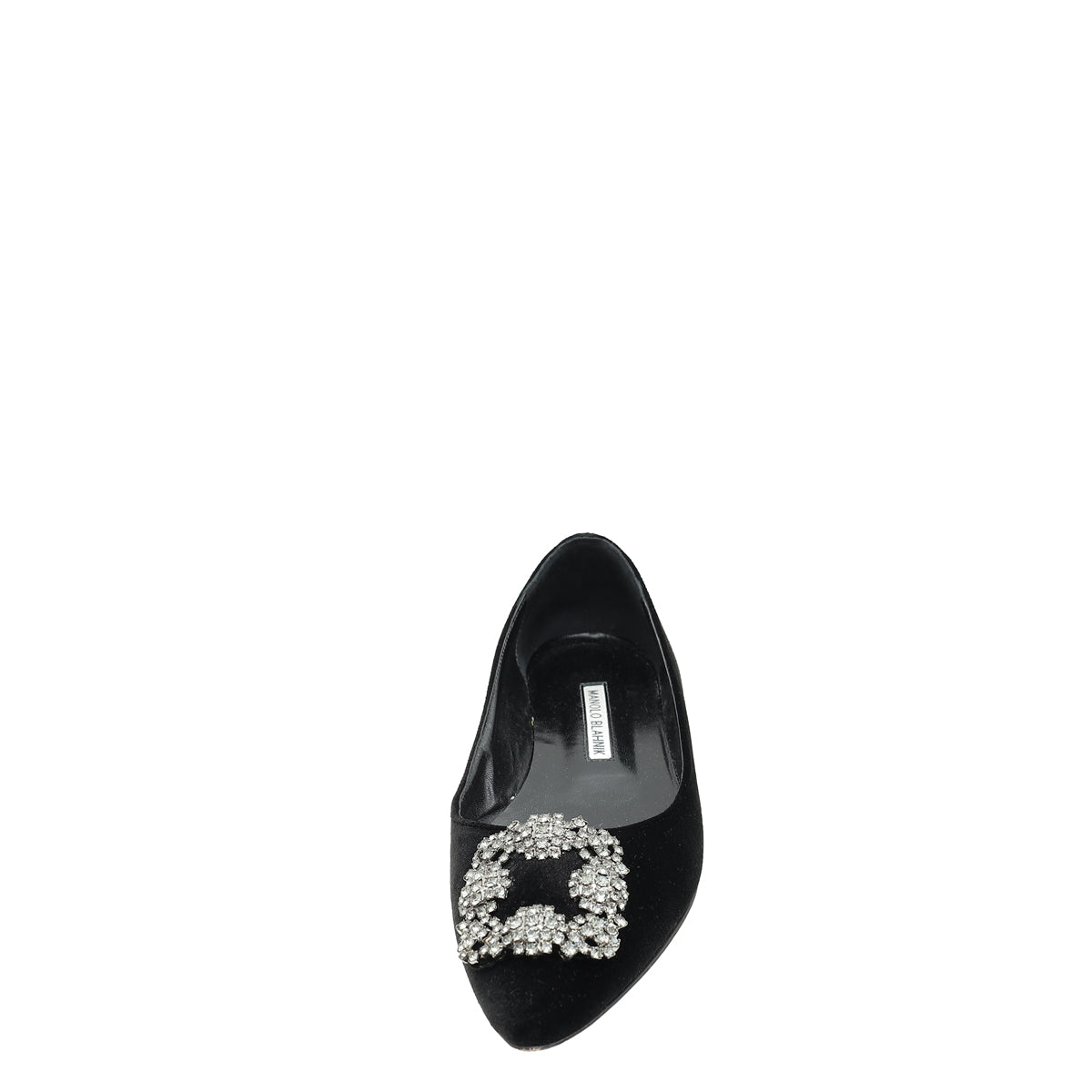 Manolo Blahnik Black Velvet Hangisi Embellished Flat Ballerina 37