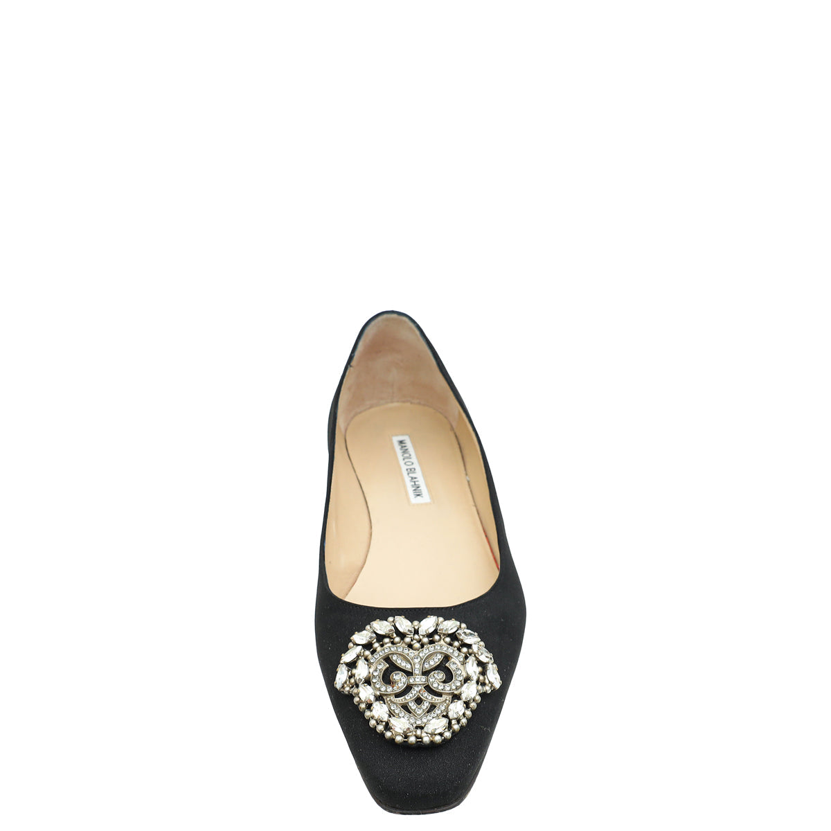 Manolo Blahnik Black Satin Okkava Flat Ballet 38.5