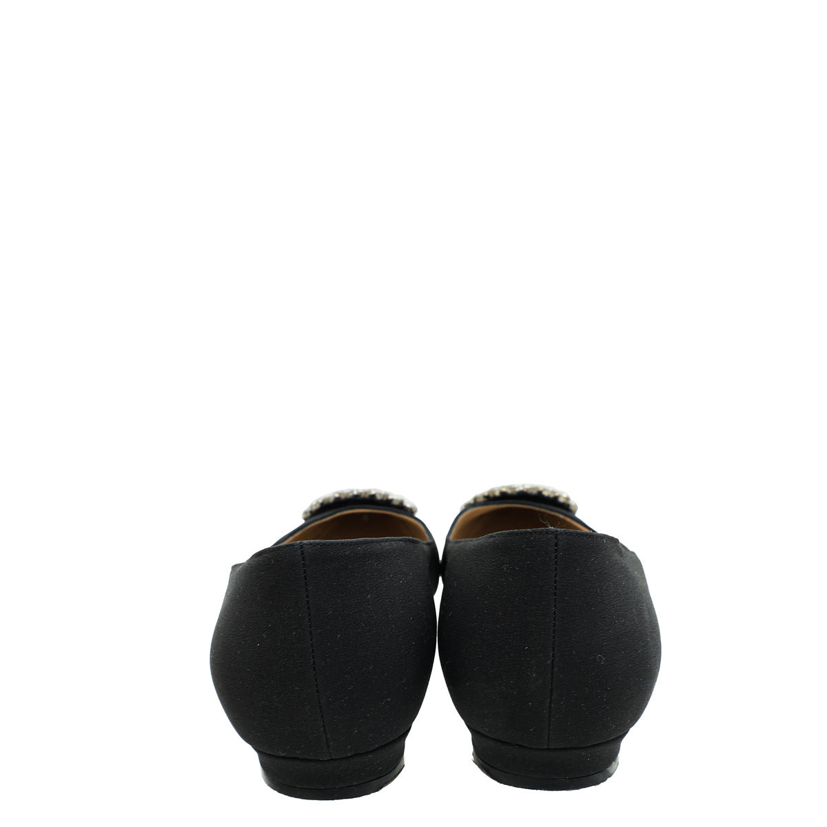 Manolo Blahnik Black Satin Okkava Flat Ballet 38.5