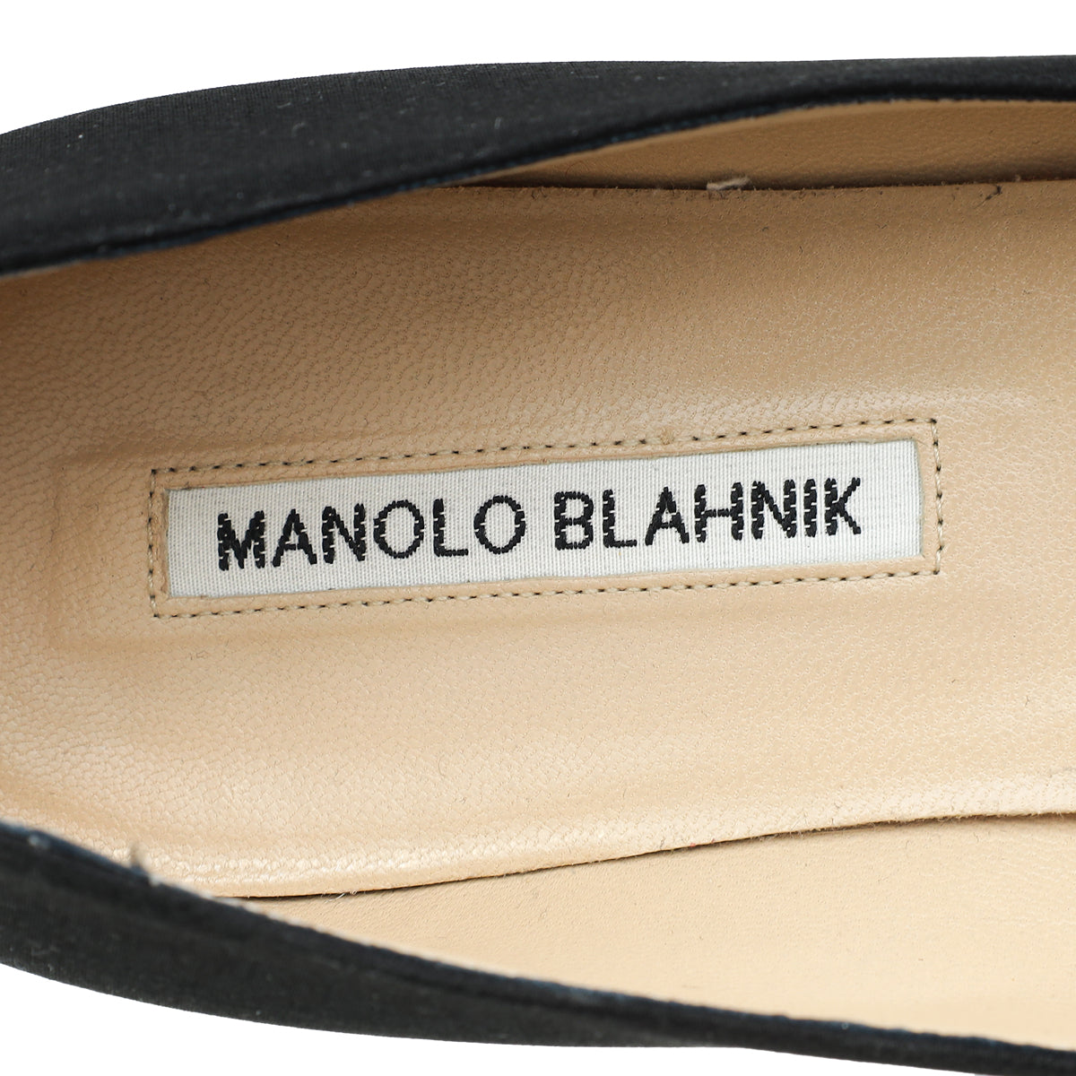 Manolo Blahnik Black Satin Okkava Flat Ballet 38.5
