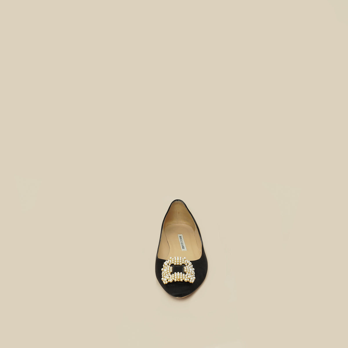 Manolo Blahnik Black Satin Hangisi Flats 38