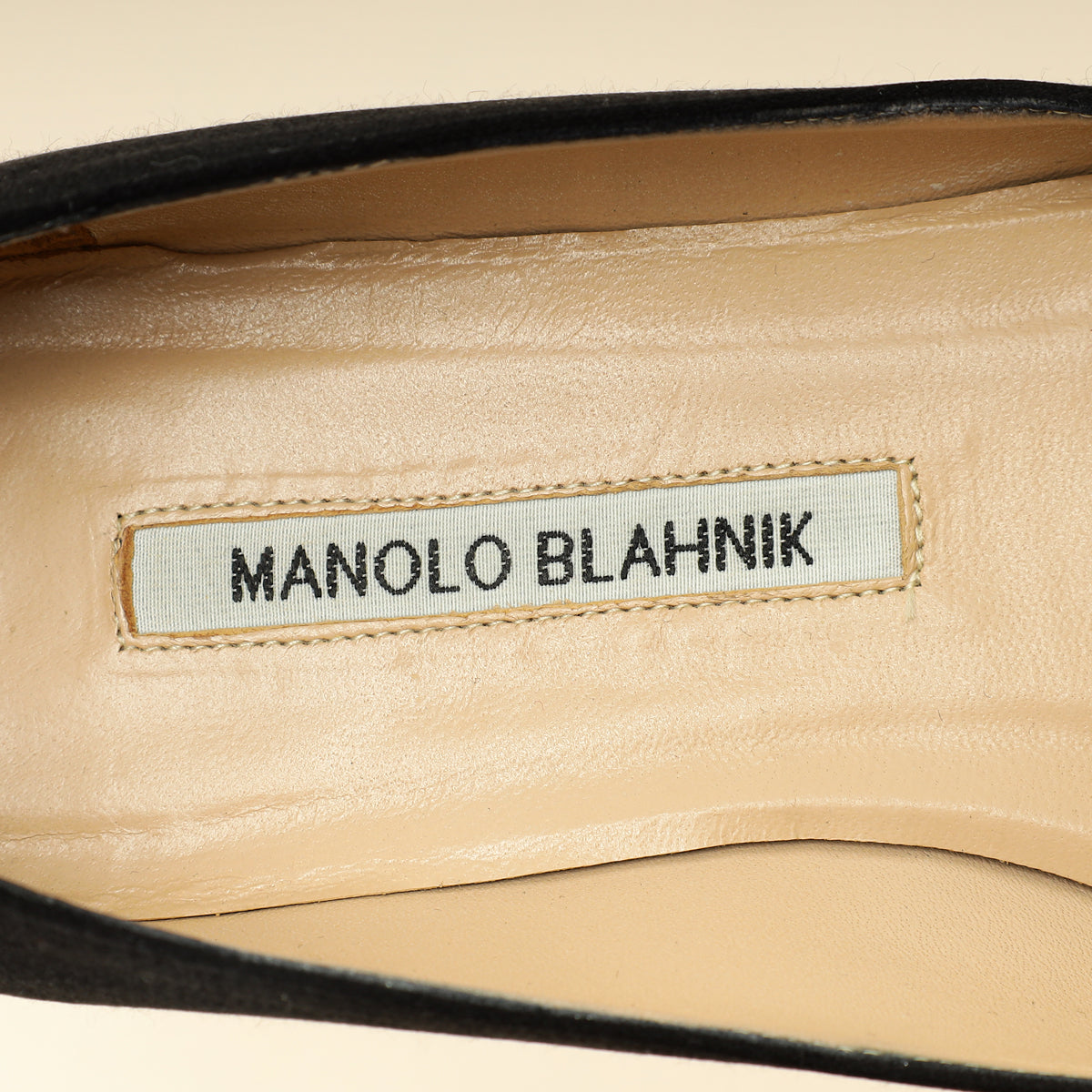 Manolo Blahnik Black Satin Hangisi Flats 38