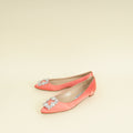 Manolo Blahnik Peach Hangisi Crystal Ballerina Flat 38