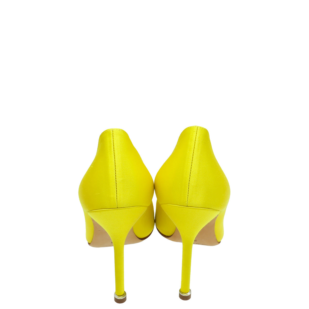 Manolo Blahnik Yellow Hangisi Embellished Satin Pump 38