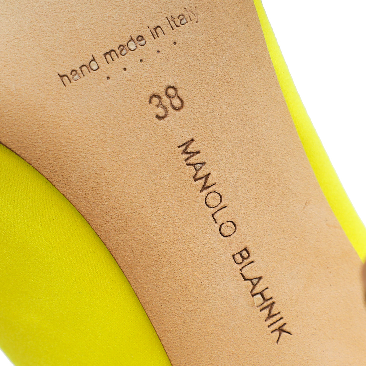 Manolo Blahnik Yellow Hangisi Embellished Satin Pump 38