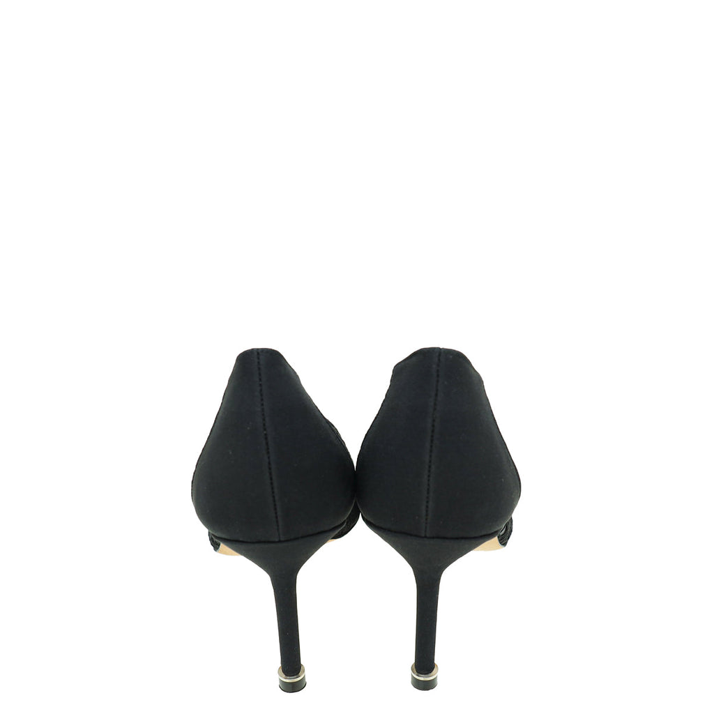 Manolo Blahnik Black Hangisi Lace Embellished Pump 39