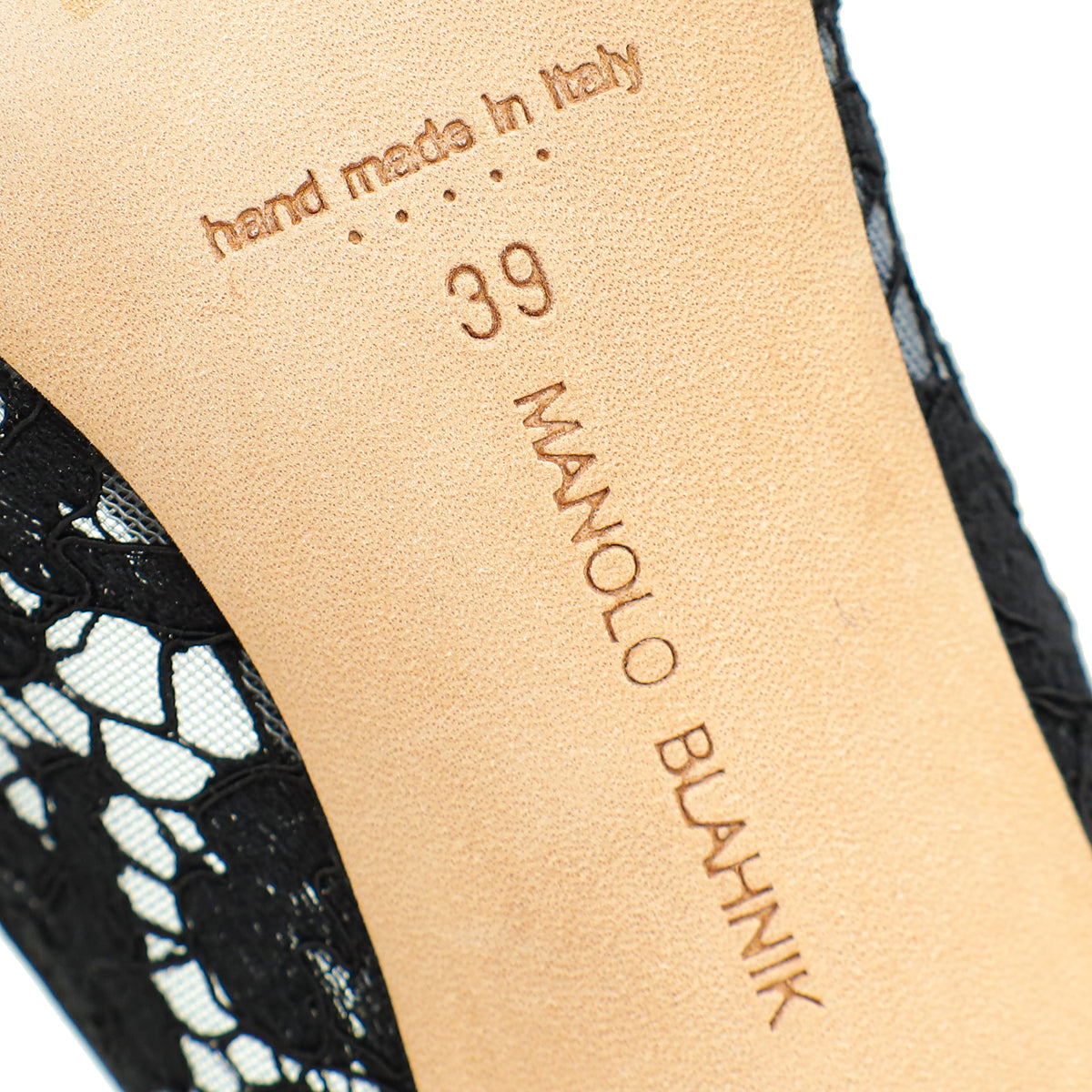 Manolo Blahnik Black Hangisi Lace Embellished Pump 39