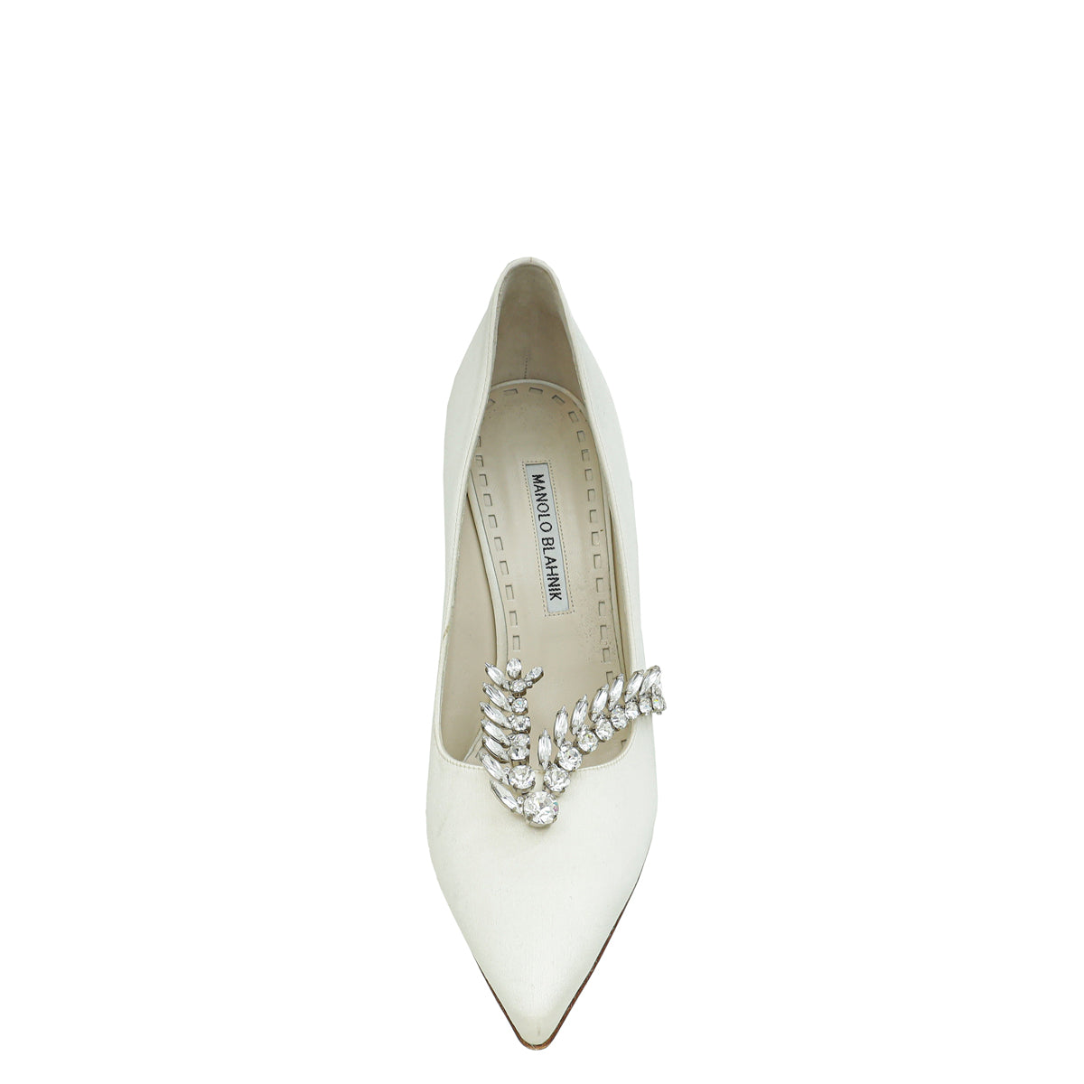 Manolo Blahnik Ivory Satin Shufti Pumps 41