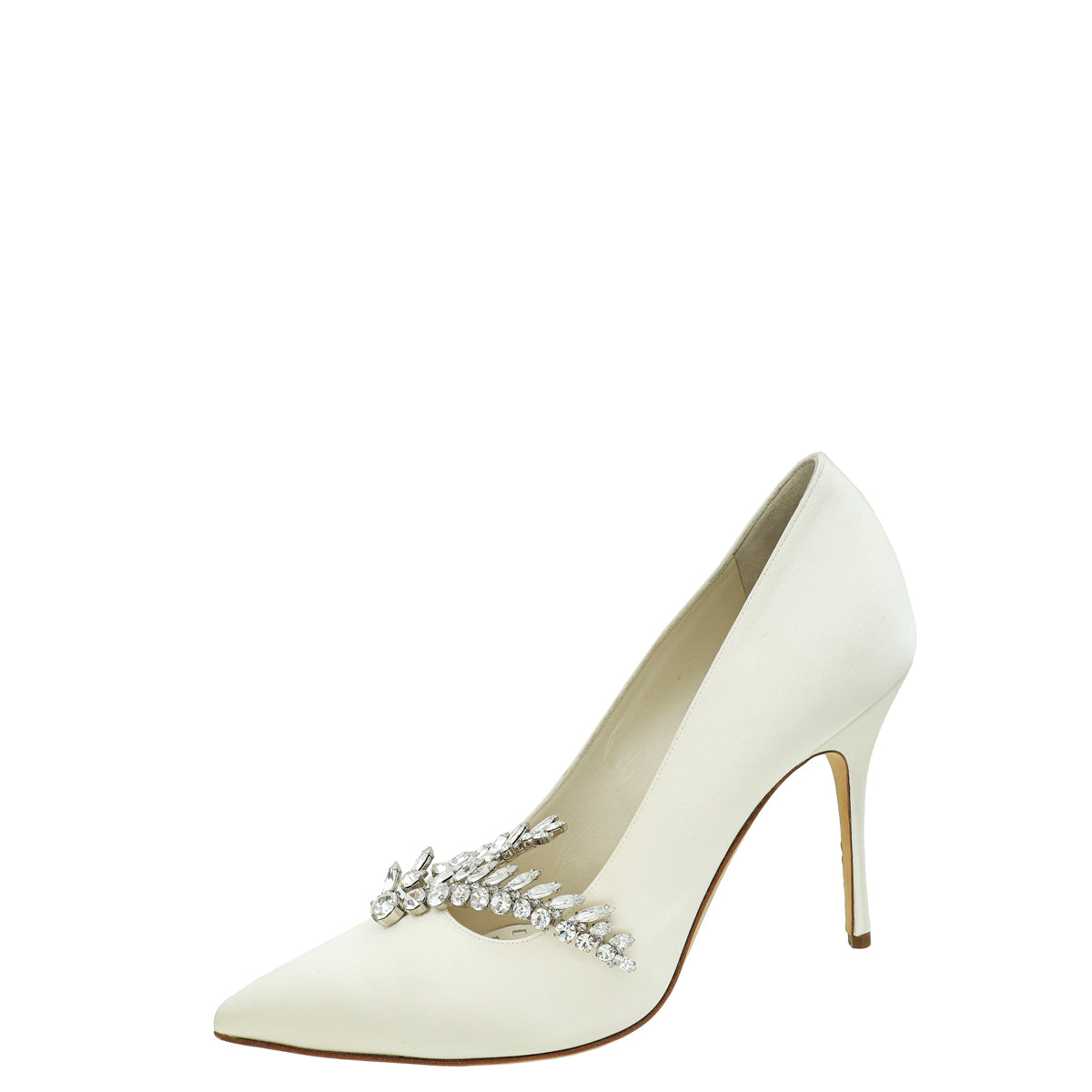 Manolo Blahnik Ivory Satin Shufti Pumps 41