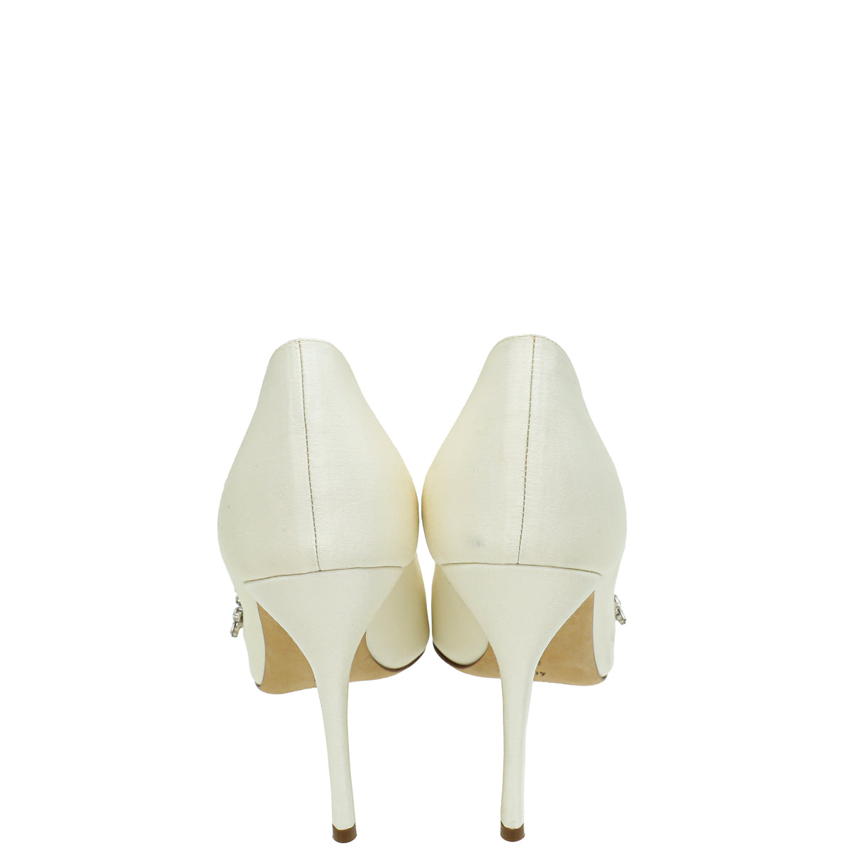 Manolo Blahnik Ivory Satin Shufti Pumps 41