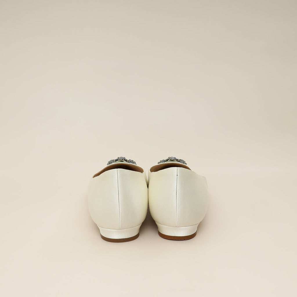 Manolo Blahnik Cream Hangisi Flats 41.5