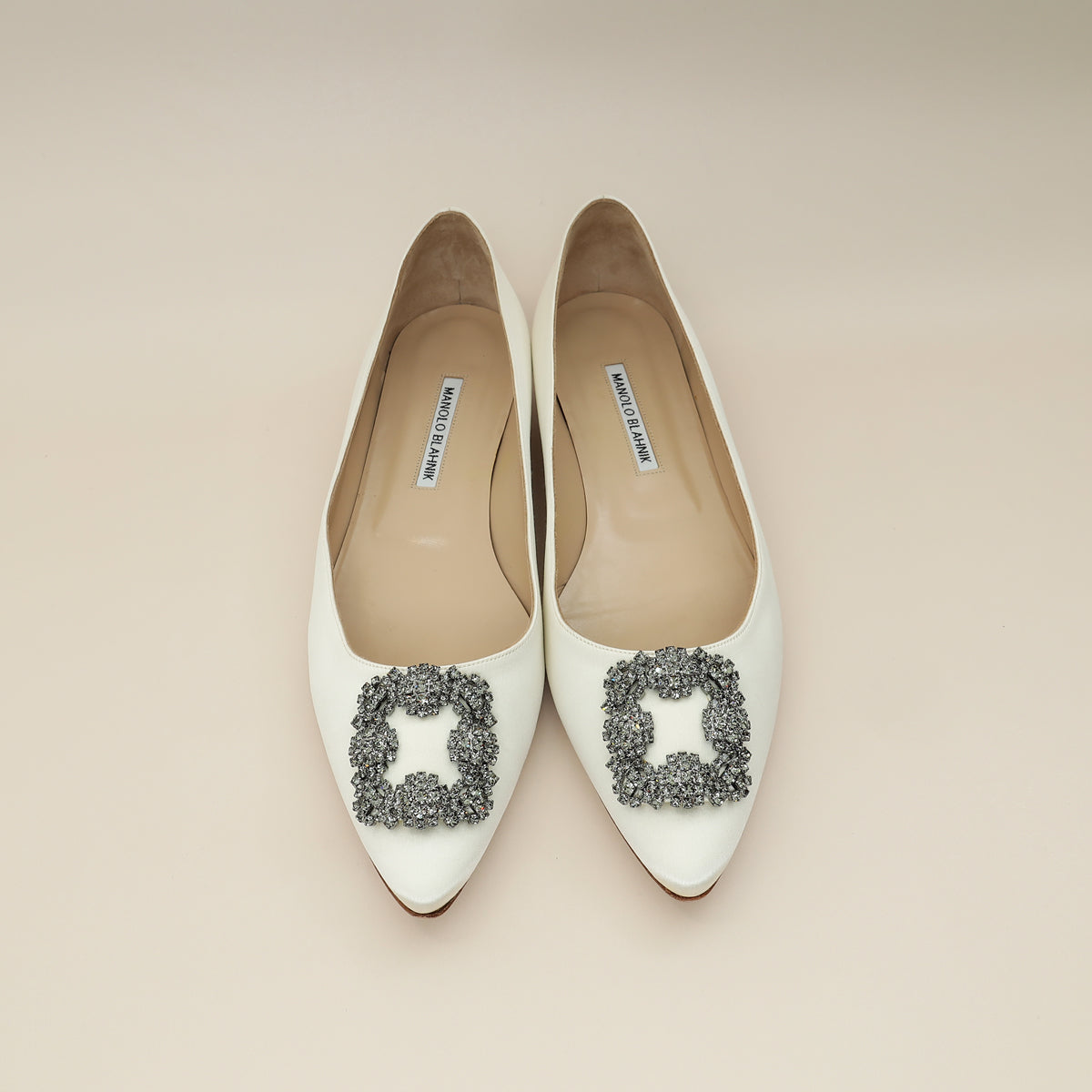 Manolo Blahnik Cream Hangisi Flats 41.5