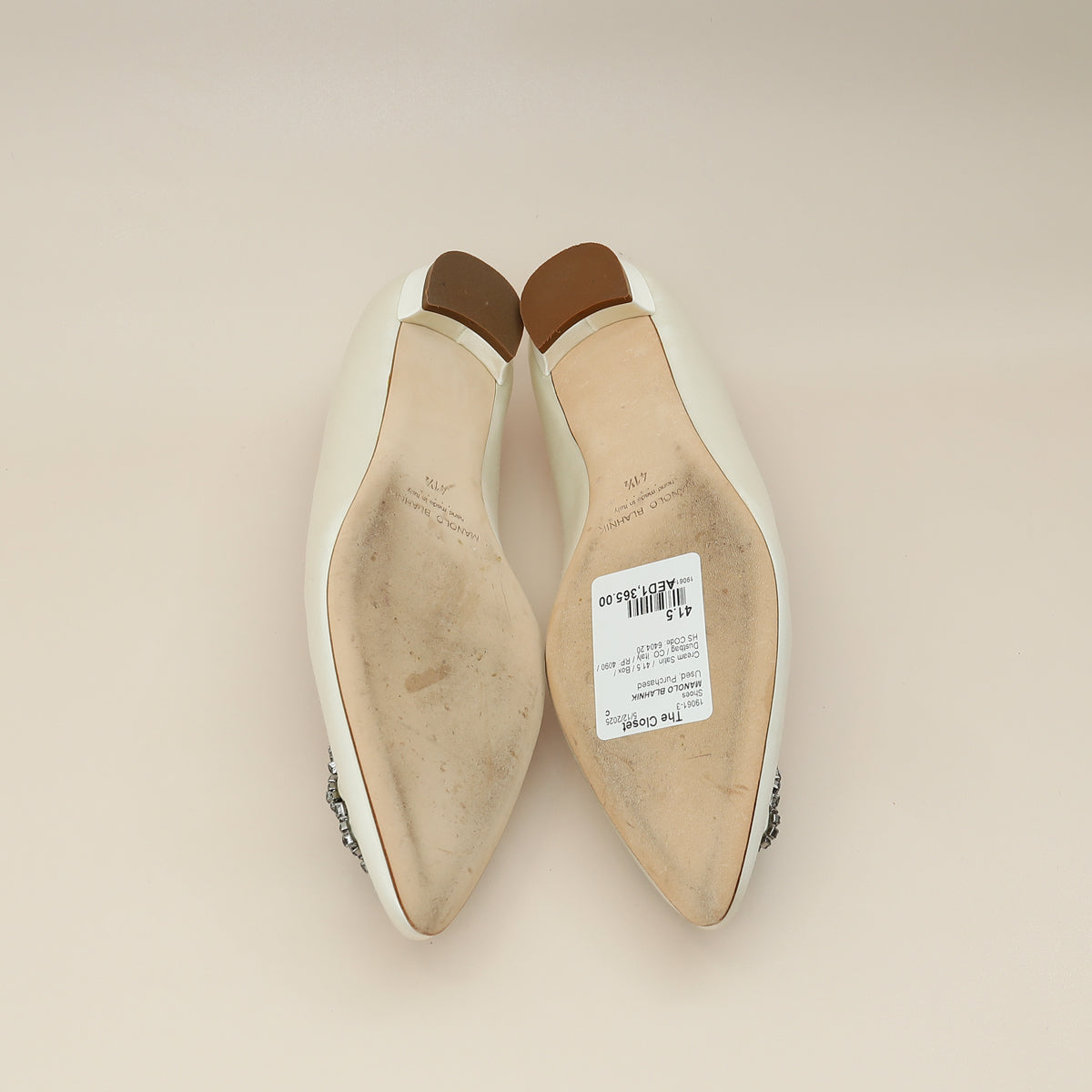 Manolo Blahnik Cream Hangisi Flats 41.5