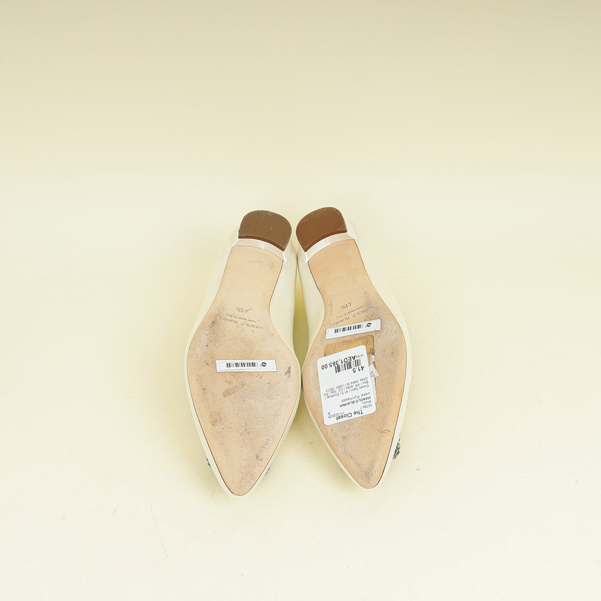 Manolo Blahnik Cream Hangisi Flats 41.5
