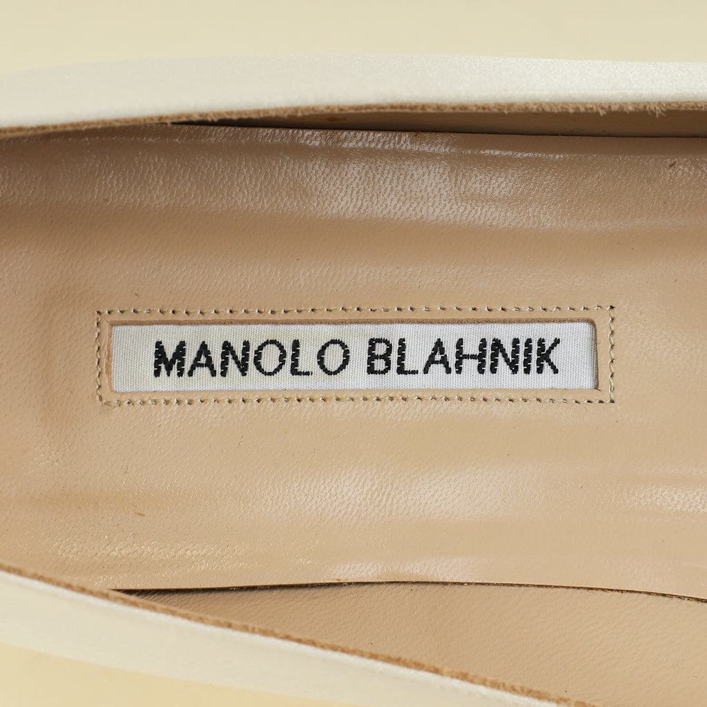 Manolo Blahnik Cream Hangisi Flats 41.5