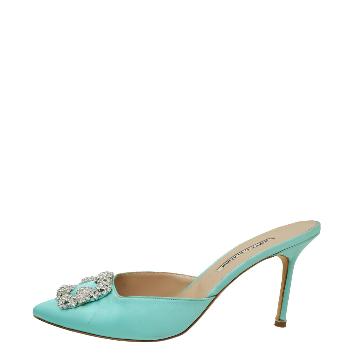 Manolo Blahnik Aqua Satin Hangisimu 41