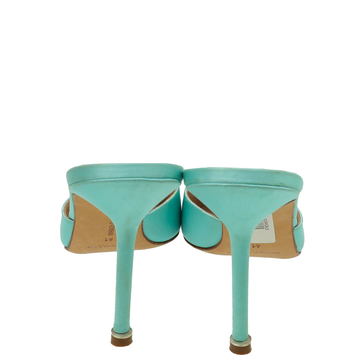 Manolo Blahnik Aqua Satin Hangisimu 41
