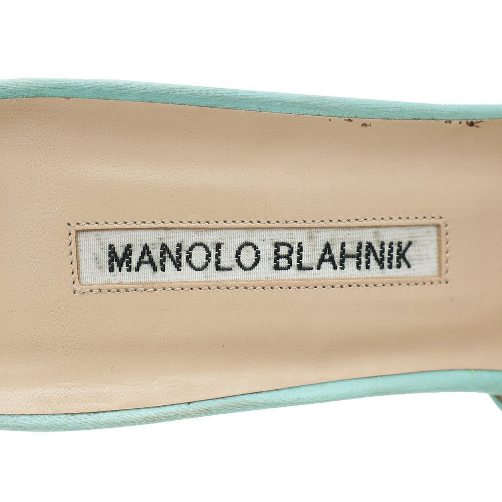 Manolo Blahnik Aqua Satin Hangisimu 41