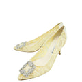 Manolo Blahnik Ecru White Hangisi Lace Embellished Pump 39
