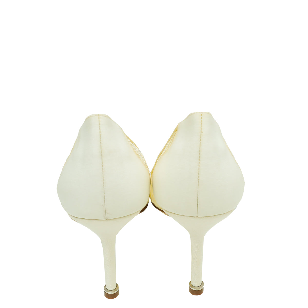 Manolo Blahnik Ecru White Hangisi Lace Embellished Pump 39