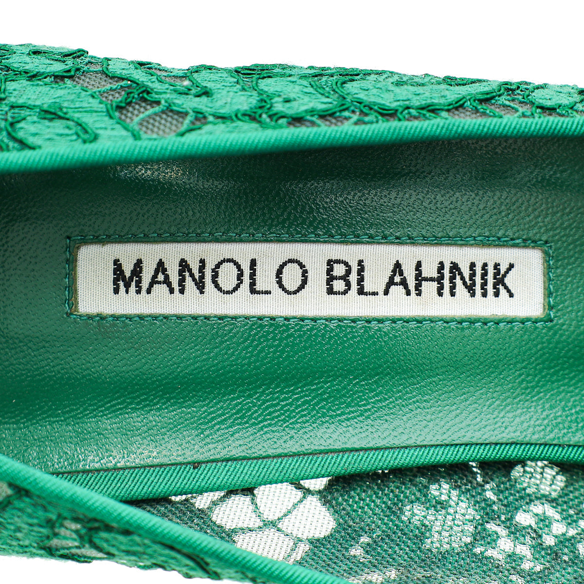 Manolo Blahnik Green Hangisi Lace Embellished Pump 39.5